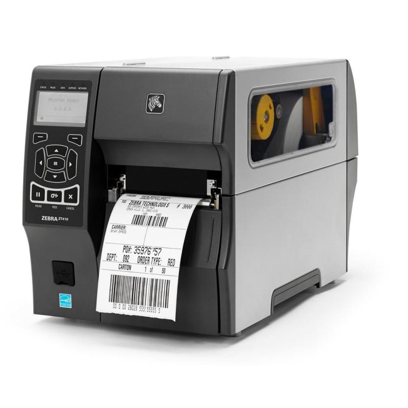 Zebra ZT411, 12 Punkte/mm (300dpi), Cutter, linerless, Disp., RTC, USB, RS232, BT, LAN, ZPL, ZPLII Zebra ZT411, 12 Punkte/mm (300dpi), Cutter, linerless, Disp., RTC, USB, RS232, BT, LAN, ZPL, ZPLII