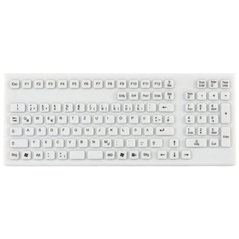 medizinische Silikontastatur, DE, USB TKG-106-IP68-WHITE-USB-DE medizinische Silikontastatur, DE, USB TKG-106-IP68-WHITE-USB-DE