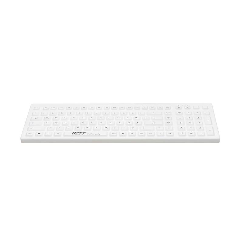 Tastatur GCQ CleanType®  Prime Pro+ TKG-110-GCQ-PR-WHITE-IP68-MAG-BACKL-USB-DE IP68 Tastatur GCQ CleanType®  Prime Pro+ TKG-110-GCQ-PR-WHITE-IP68-MAG-BACKL-USB-DE IP68