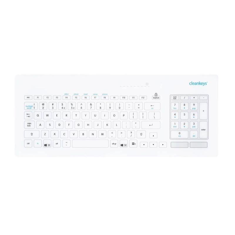 Tastatur Cleankeys CK5  TKR-098-TOUCH-KGEH-VESA-WHITE-USB-DE IP65 front Tastatur Cleankeys CK5  TKR-098-TOUCH-KGEH-VESA-WHITE-USB-DE IP65 front