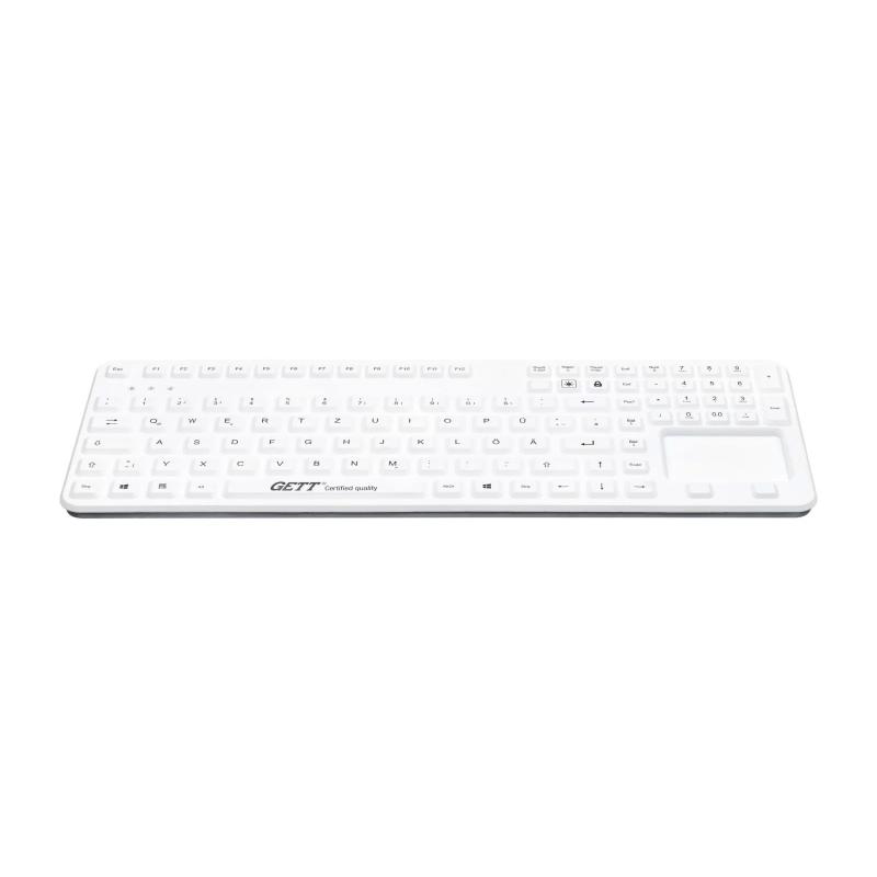 Tastatur GCQ Cleantype® Prime Panel+ TKG-109-GCQ-PR-TOUCH-ADH-WHITE-BACKL-USB-DE IP65 (frontseitig, Tastatur GCQ Cleantype® Prime Panel+ TKG-109-GCQ-PR-TOUCH-ADH-WHITE-BACKL-USB-DE IP65 (frontseitig,