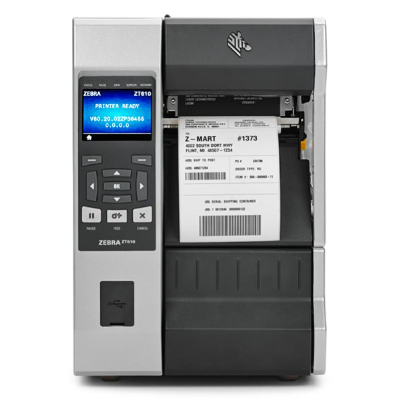 Zebra ZT610, 300dpi, Disp. (Farbe), RTC, USB, RS232, BT, Ethernet, WLAN, ZPL, ZPLII