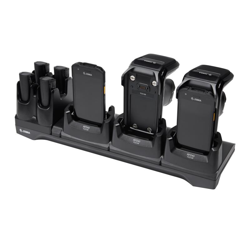 Zebra RFD40 Lade-/&Uuml;bertragungsstation, l&auml;dt 3x RFD40/TC21/TC26 und 4x RFD40 Ersatzakku, Ethernet
