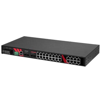 28-Port Industrial Managed PoE+ Switch, 24 x 1000T, erw. Temperaturbereich